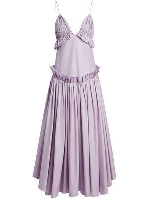 KHAITE Andrina pleated ruffled midi dress - Purple