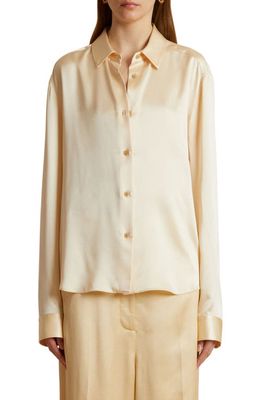 Khaite Argo Button-Up Silk Shirt in Ecru
