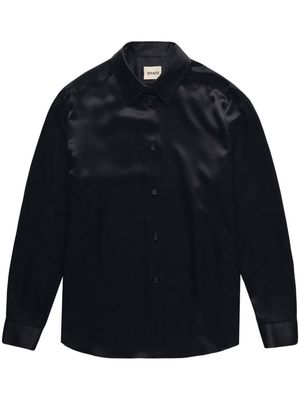 KHAITE Argo silk-charmeuse shirt - Black