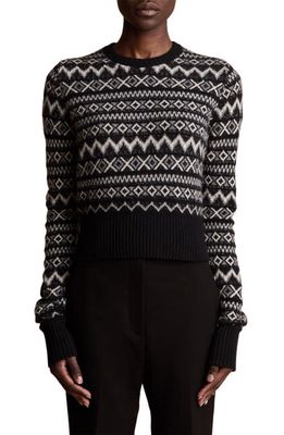 Khaite Aroon Fair Isle Crop Cashmere Sweater in Black Multi