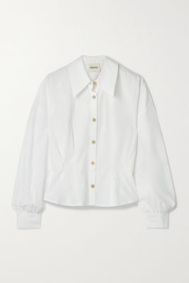 Khaite - Arwin Pleated Cotton-poplin Shirt - White