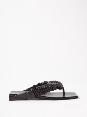 Khaite - Ash Leather Sandals - Womens - Black