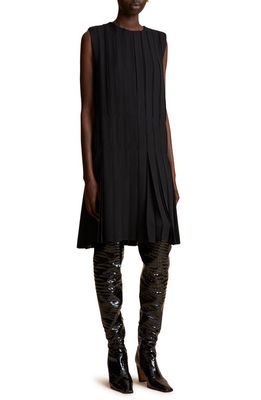 Khaite Blaz Pleated Silk Georgette Shift Dress in Black