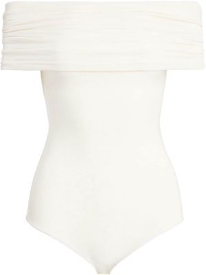KHAITE Brit off-shoulder bodysuit - White
