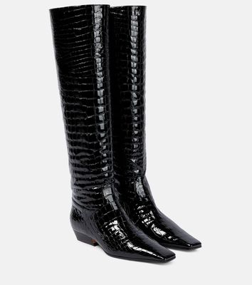 Khaite Croc-effect patent leather knee-high boots