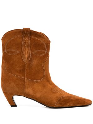 KHAITE Dallas 45mm suede ankle boots - Brown
