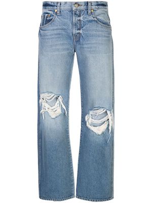 KHAITE distressed straight fit jeans - Blue