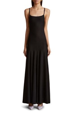 Khaite Ember Wool Blend Maxi Dress in Black