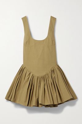 Khaite - Esme Open-back Ruffled Cotton-poplin Mini Dress - Neutrals
