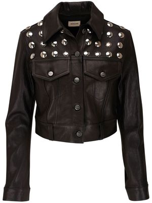 KHAITE eyelet-detailed leather jacket - Black