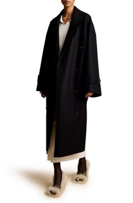 Khaite Fallon Oversize Melton Trench Coat in Black