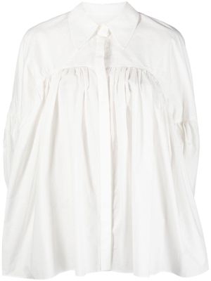 KHAITE flared design balloon-sleeved blouse - White