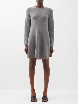Khaite - Fleurine Flared Cashmere Mini Dress - Womens - Grey