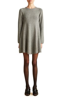 Khaite Fleurine Long Sleeve Cashmere Sweater Dress in Smoke