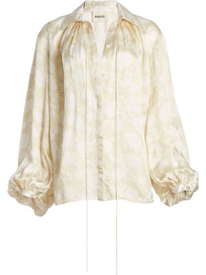 KHAITE Frances floral-print blouse - Neutrals