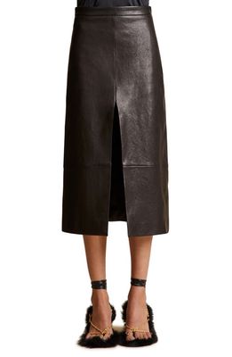 Khaite Fraser Lambskin Leather Skirt in Black