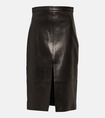 Khaite Fraser leather midi skirt