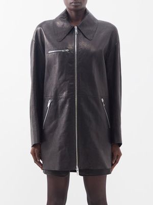 Khaite - Gellar Longline Leather Jacket - Womens - Black