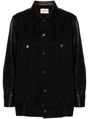 KHAITE Grizzo leather-panels denim jacket - Black