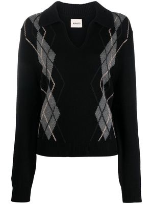KHAITE Hana Argyle-check cashmere jumper - Black