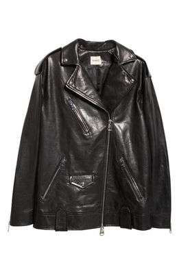 Khaite Hanson Leather Moto Jacket in Black