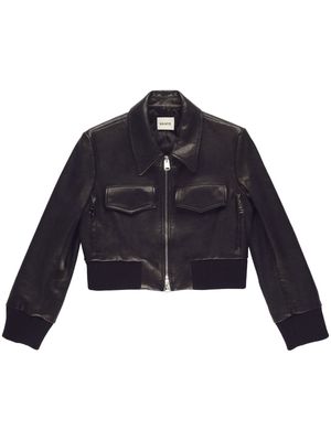 KHAITE Hector cropped leather jacket - Black