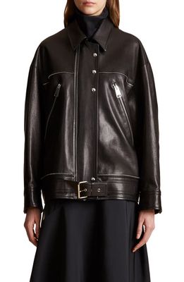 Khaite Herman Leather Moto Jacket in Black