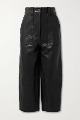 Khaite - Hewey Cropped Leather Straight-leg Pants - Brown