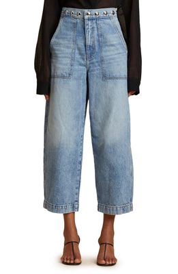 Khaite Hewey Studded Crop Wide Leg Jeans in Bryce