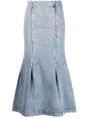 KHAITE high-waisted slim-cut skirt - Blue