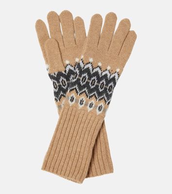 Khaite Intarsia cashmere-blend gloves