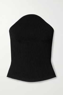 Khaite - Jericho Strapless Ribbed-knit Top - Black
