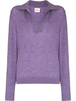 KHAITE Jo polo-collar V-neck sweater - Purple