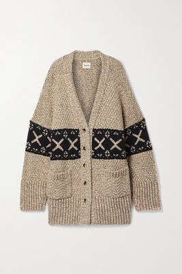 Khaite - Johannes Oversized Jacquard-knit Cashmere Cardigan - Brown