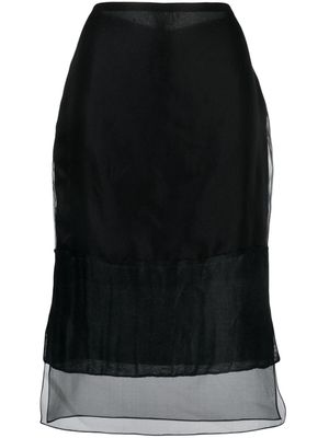 KHAITE layered semi-sheer silk skirt - Black