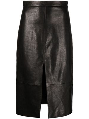 KHAITE leather midi skirt - Black