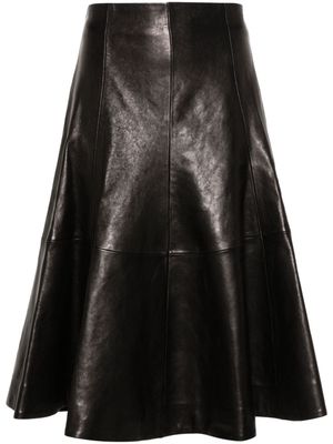 KHAITE Lennox leather midi skirt - Black