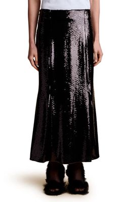 Khaite Levine Sequin Skirt in Black