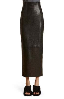 Khaite Loxley Fitted Leather Skirt in Black