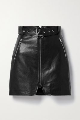 Khaite - Luana Belted Leather Mini Skirt - Black