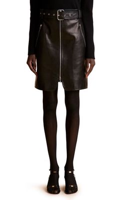 Khaite Luana Moto Leather Skirt in Black
