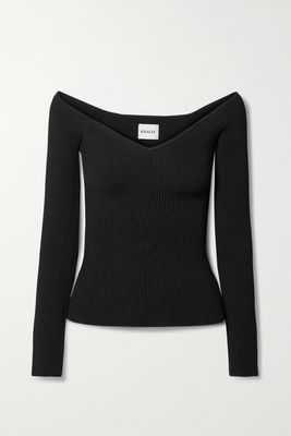 Khaite - Luella Off-the-shoulder Ribbed-knit Sweater - Black