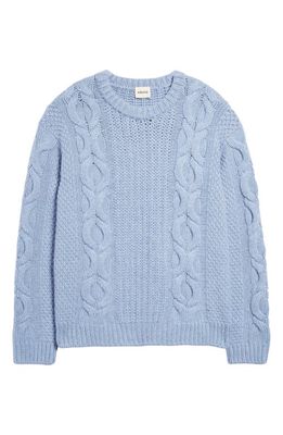 Khaite Lupita Cable Knit Cashmere Crewneck Sweater in Blue