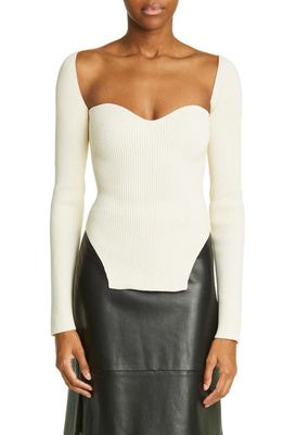 Khaite Maddy Ribbed Bustier Sweater in Cream