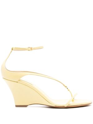 KHAITE Marion leather wedge sandals - Yellow