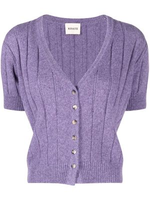 KHAITE Maryam short-sleeved knit cardigan - Purple