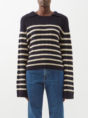 Khaite - Mateo Striped Cashmere Sweater - Womens - Navy Stripe