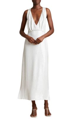Khaite Metallic Sequin Cross Back Dress in White