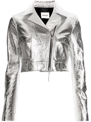 KHAITE Meyla metallic leather biker jacket - Silver