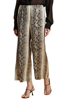 Khaite Mindy Python Print Cupro Pull-On Pants in Natural